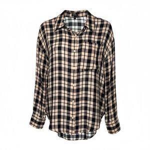 Express Oversized Portofino Shirt – Black Plaid, Small (NWT)